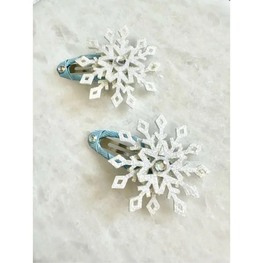 White and light blue rhinestone sparkly hair clips